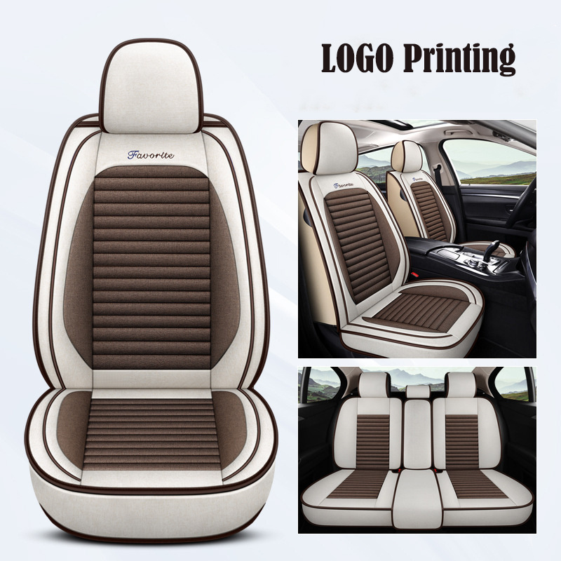 Universal Car 5 Seat Cushion Covers Hemp Pu Car Accessories Interior Decoration Luxury Full Set Custom Car Seat Covers