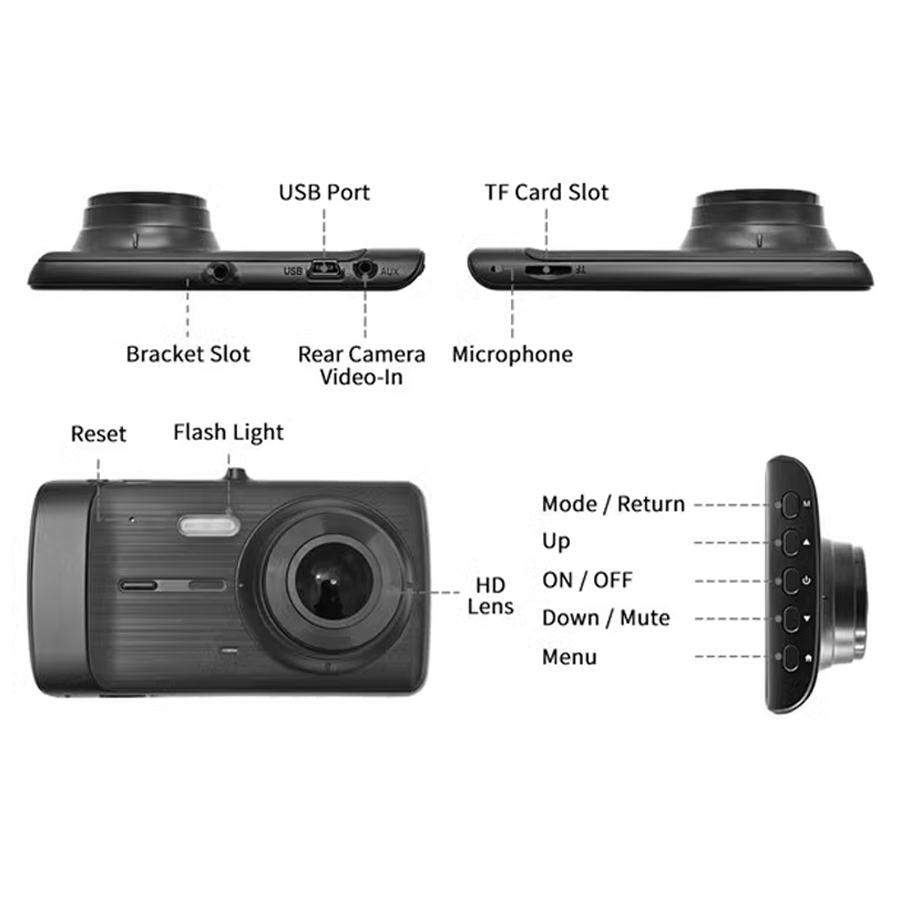 Ahd Dual Lens Vehicle Camera Video Recorder Parking Mode G-sensor Blackbox Dvr Car 1080p Full Hd Night Vision Dashcam