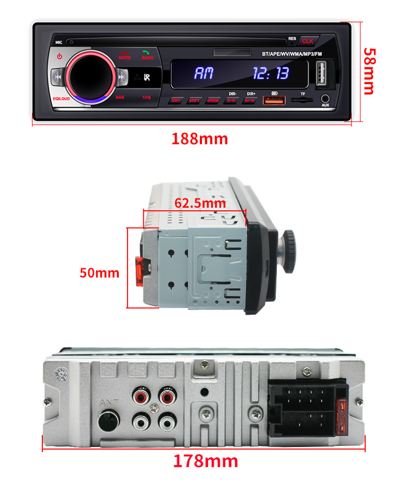 Single Din Car Music System Handsfree Stereo Fm Transmitter Blue-tooth Car Audio Mp3 Player Usb Charger Car Mp3 Player