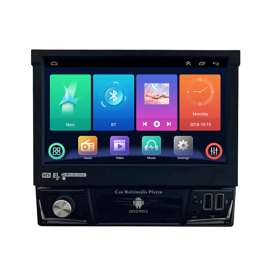 Universal 7Inch Retractable Screen Android Car Radio Carplay GPS Stereo ...
