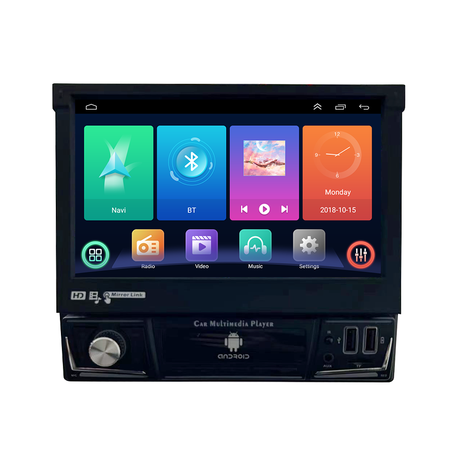 Universal 7Inch Retractable Screen Android Car Radio Carplay GPS Stereo Mp5 Player Video Autoradio 1Din 7 Inch Car Dvd Player