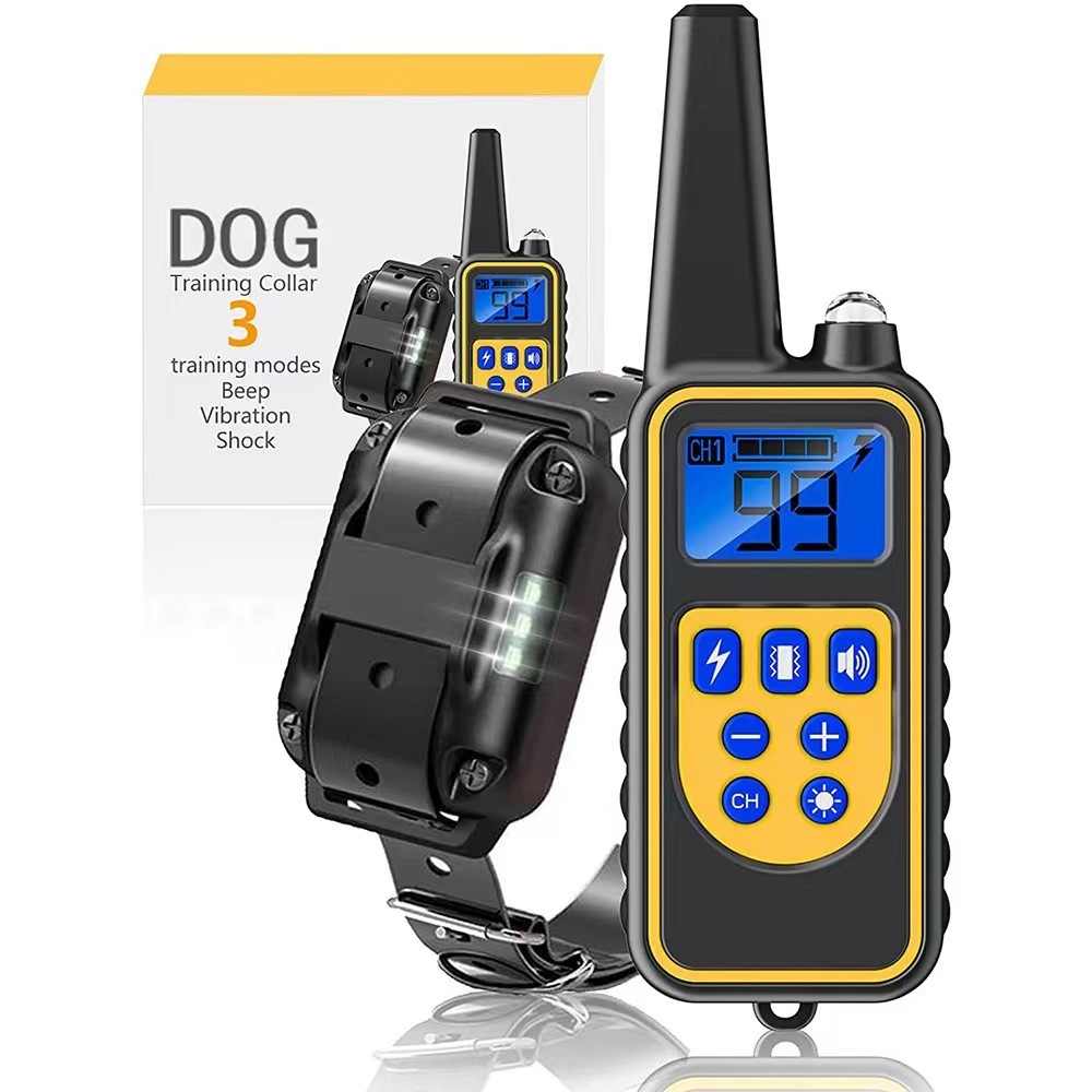 Small Dog Shock Collar with Remote Beep Vibration 1000M Rechargeable Electric Slave for Bark Control Custom Colors Dog Training