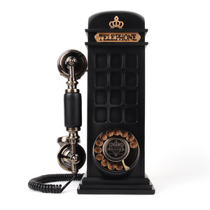 2024 Vintage Style Black Rotary Audio Guestbook Old-fashioned Telephone Audio Guest Book for Phone Booth