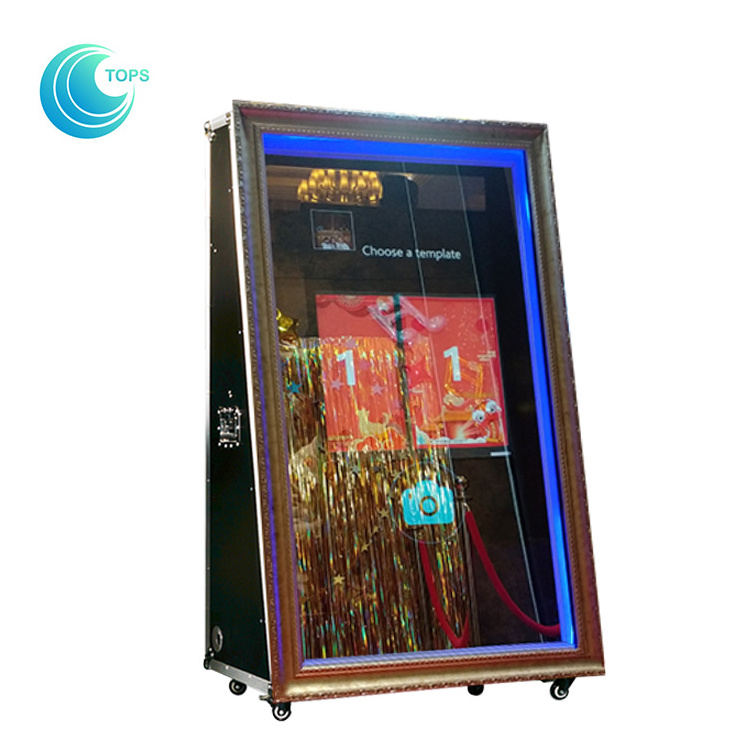 New year led self service photo booth magic wedding touch screen mirror photo booth