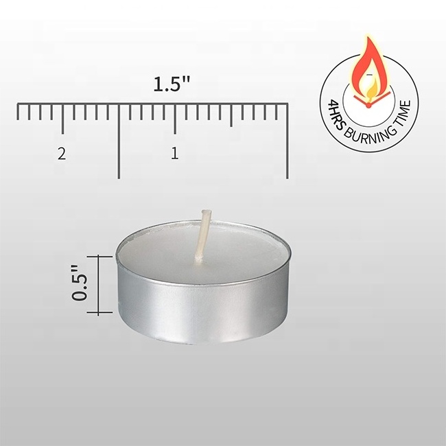 Unscented Smokeless Tea Light Candles Home Decor for Shabbat Weddings Christmas Wholesale 4 Hours - Giant 100 Bulk Packs - White