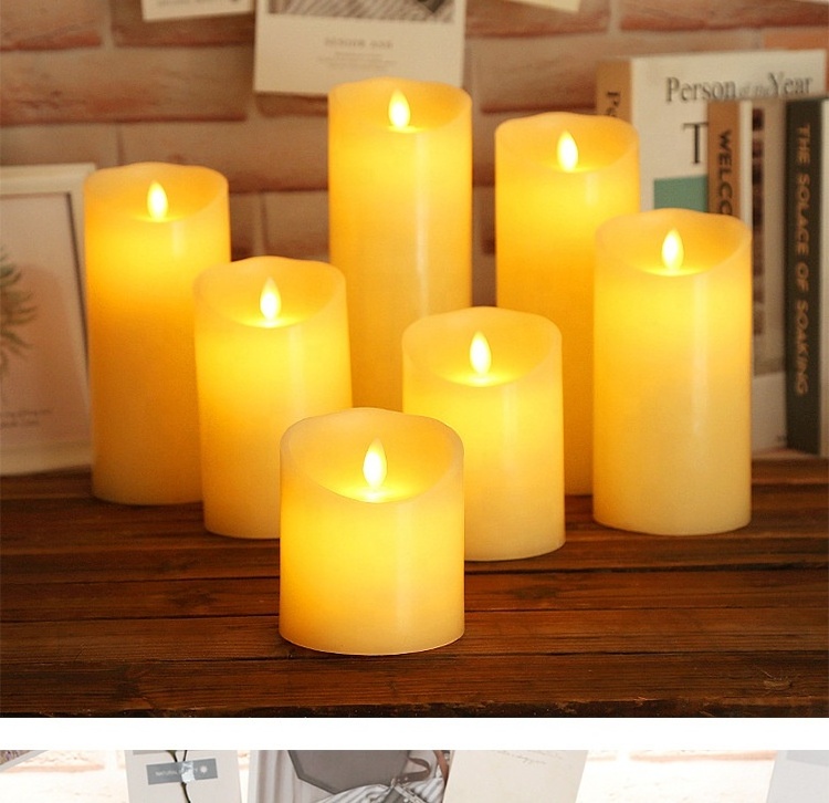 Home Decor 3D real flame Led candle Grey Christmas White Light Halloween Handmade Easter PVC Box Item remote control