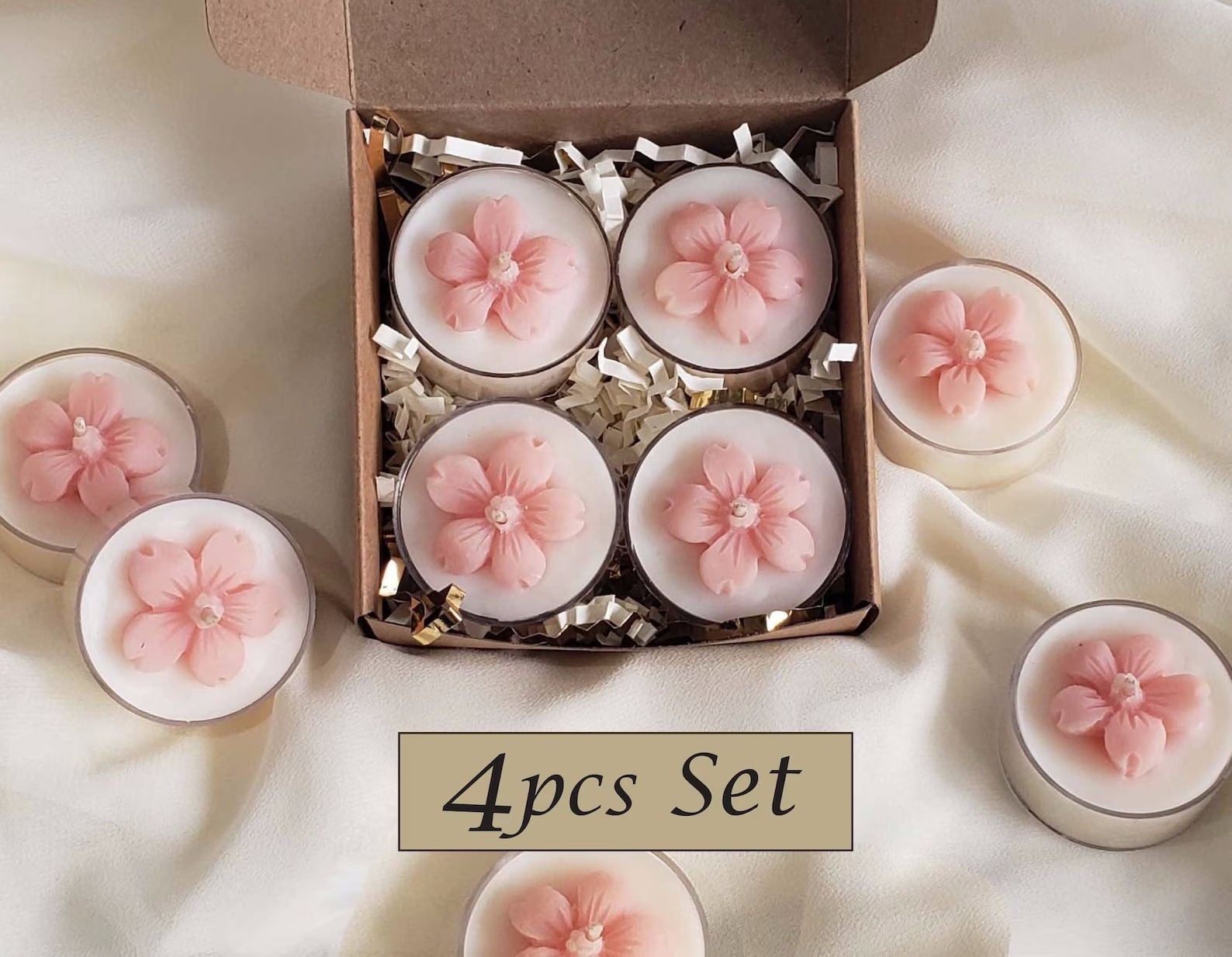 Cute Daisy Flower Tea lights  Set of 4/ Set of 9  Scented  Handmade Tealight sampler Gift box Wedding  Birthday gifts  Events