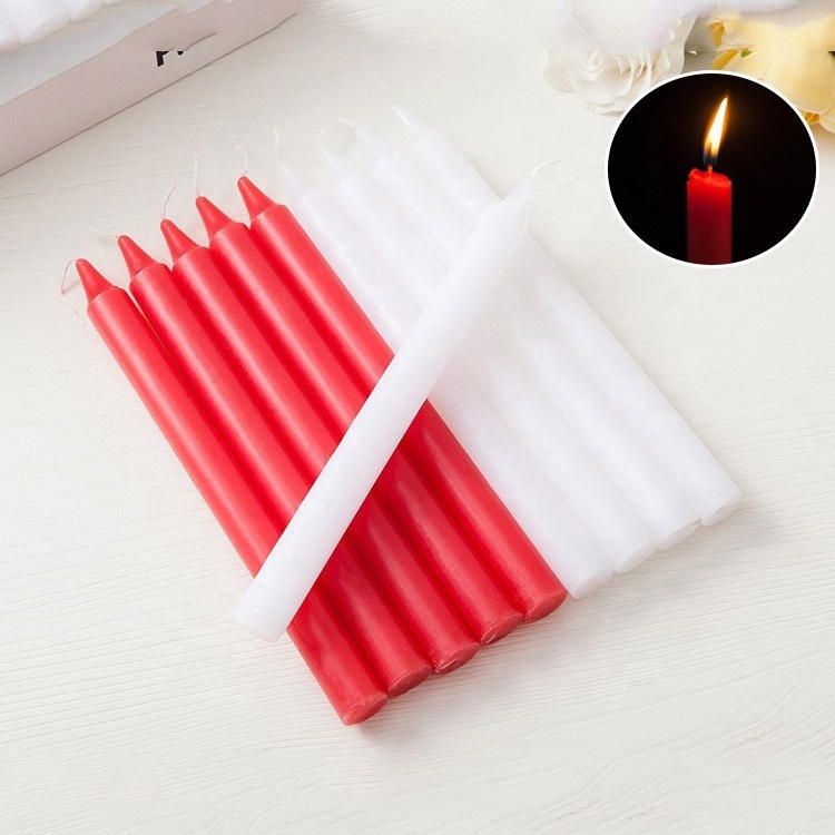 Factory wholesale household lighting emergency cylinder candle atmosphere decoration 10 red and white candles