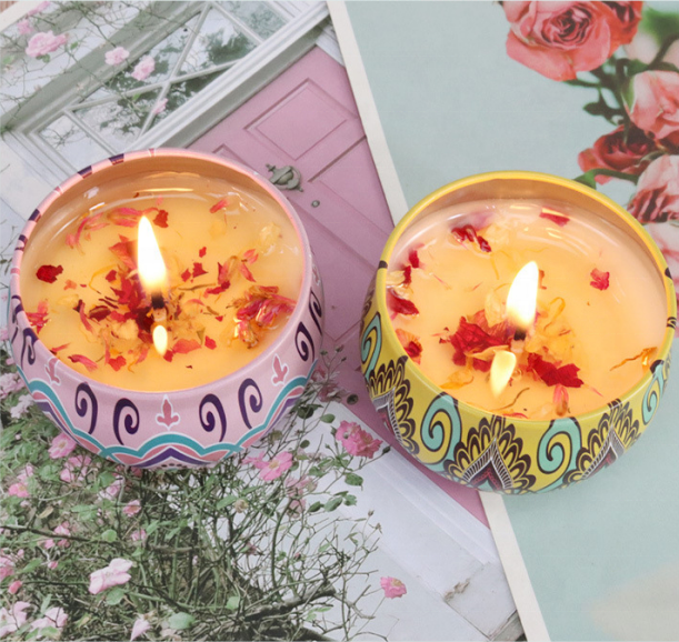 Packaging intimate gift full of heart  home wedding festival wholesale dried flower candles  scented candles