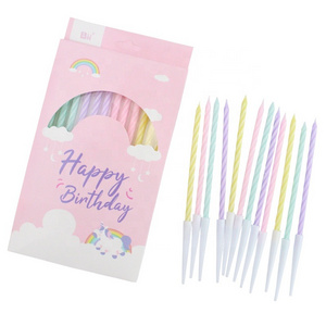 Wholesale New Birthday Candles Happy Meeting Slender Colored Crystal Spiral 12 Pack Party Candles