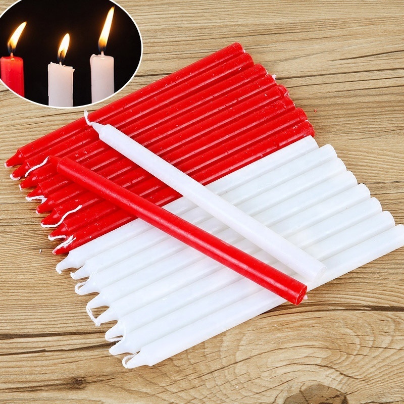 Factory wholesale household lighting emergency cylinder candle atmosphere decoration 10 red and white candles