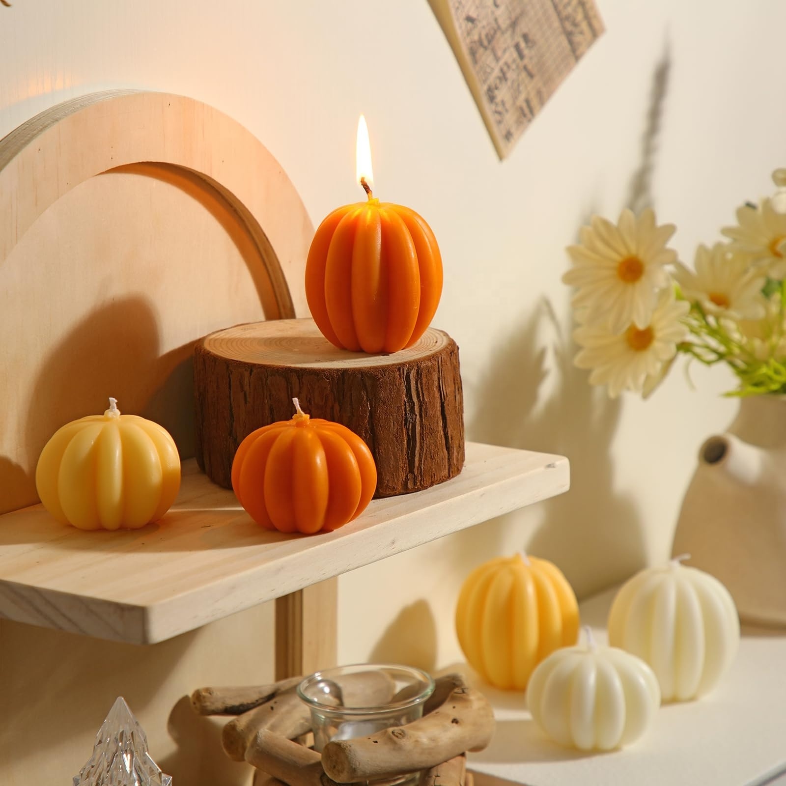 Wholesale Thanksgiving Pumpkin Shaped Soy Scented Candles for Home Decor Pumpkin Candle Handmade Wax Candle for Bedroom Bat