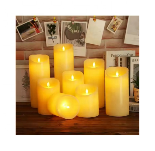 Home Decor 3D real flame Led candle Grey Christmas White Light Halloween Handmade Easter PVC Box Item remote control