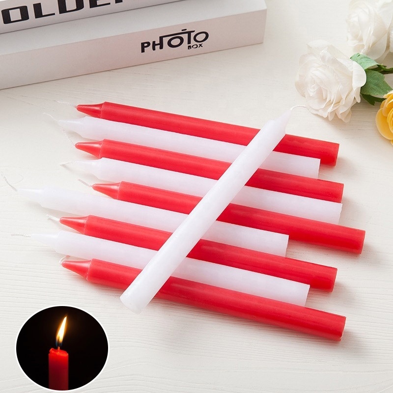 Factory wholesale household lighting emergency cylinder candle atmosphere decoration 10 red and white candles