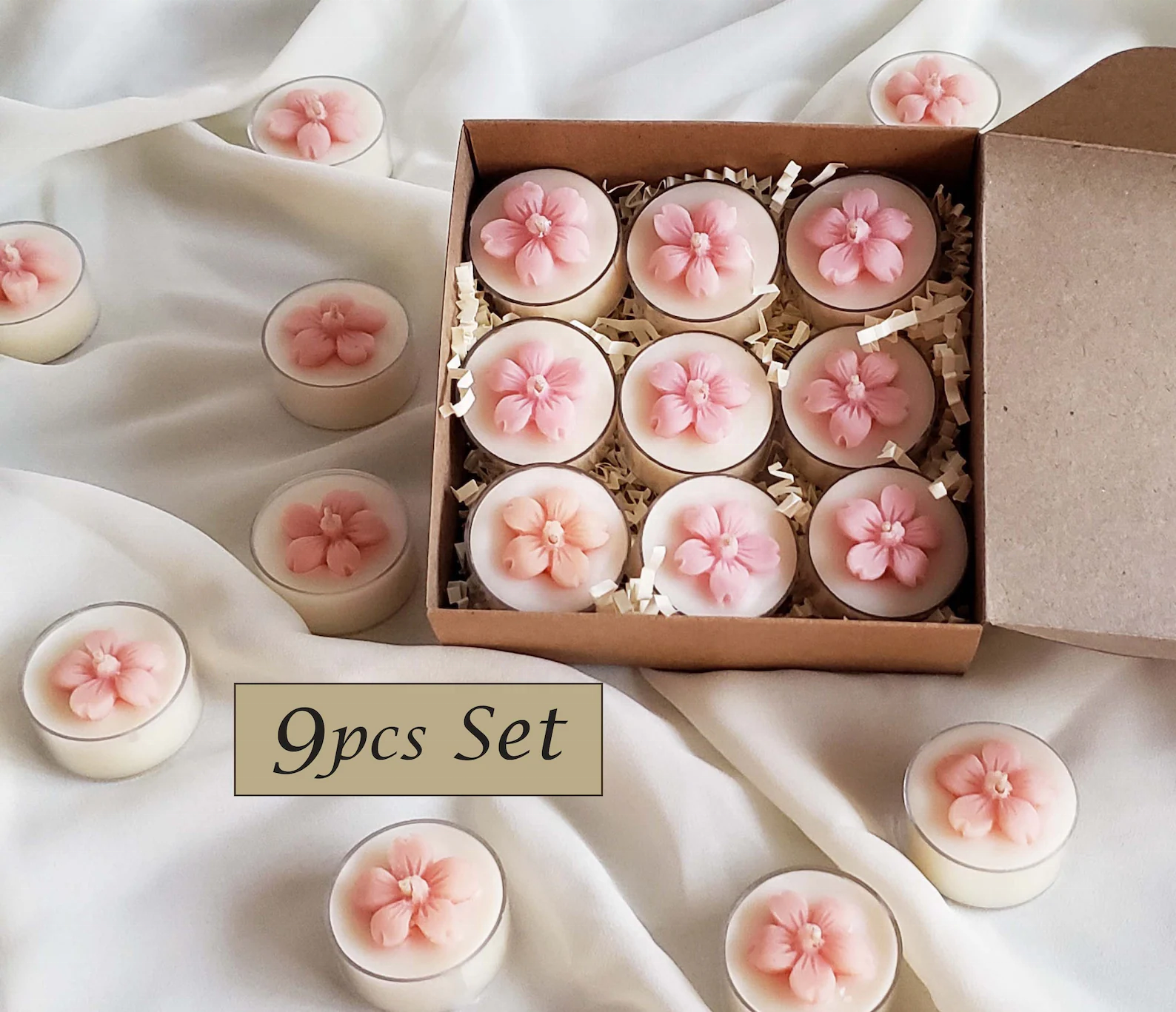 Cute Daisy Flower Tea lights  Set of 4/ Set of 9  Scented  Handmade Tealight sampler Gift box Wedding  Birthday gifts  Events