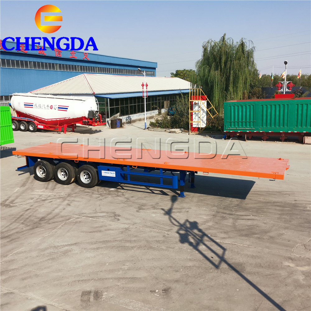 Chengda Brand Shipping 50 Ton 30 Ton Low Truck 20ft flat bed 40 ft 40 Feet 40ft Container Flatbed Trailer For Sale