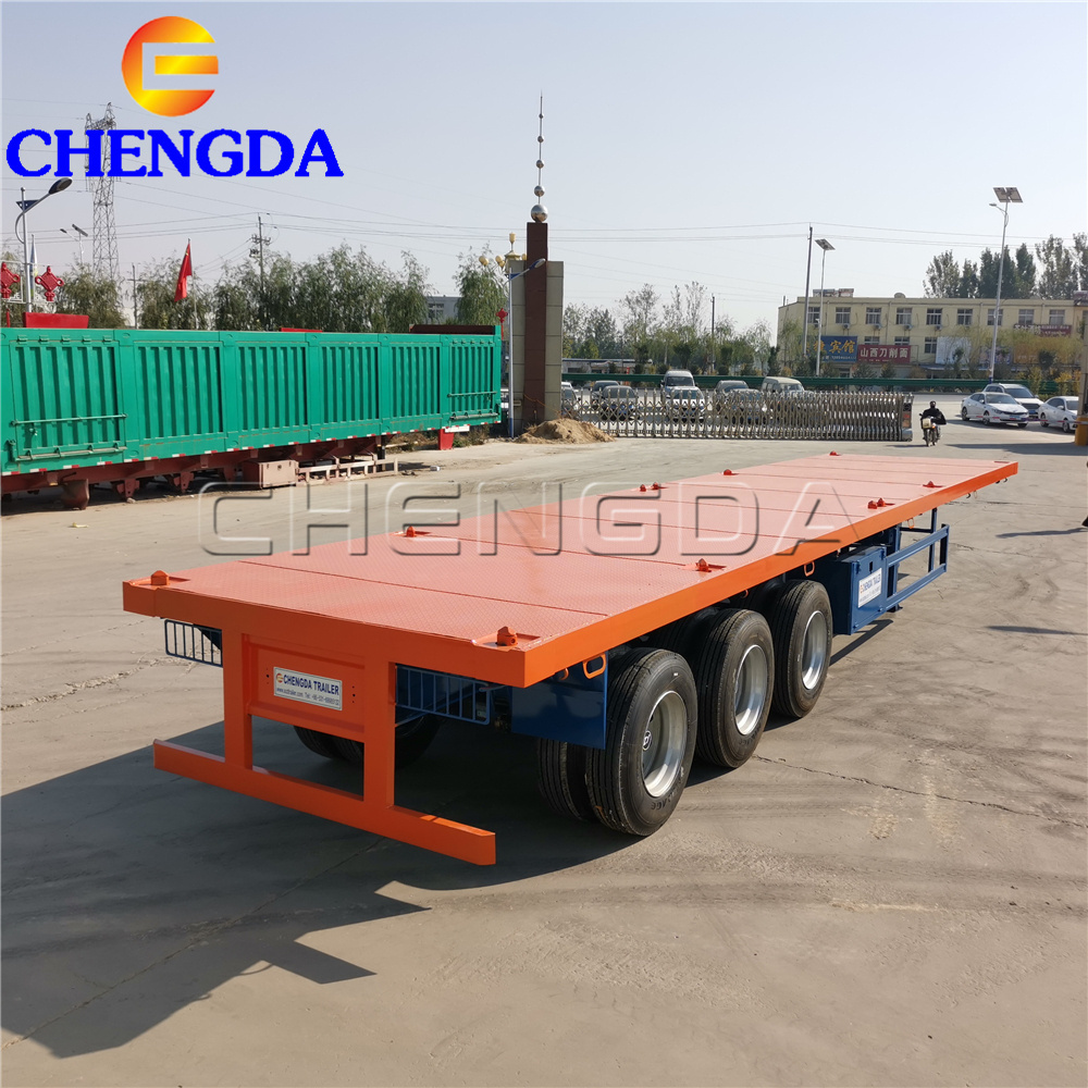 Chengda Brand Shipping 50 Ton 30 Ton Low Truck 20ft flat bed 40 ft 40 Feet 40ft Container Flatbed Trailer For Sale