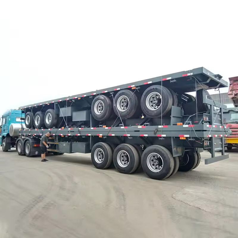 Shipping 3 Axle 40 Feet Container Transport Flat Bed Trailer 3 axle Flatbed Semi Trailer