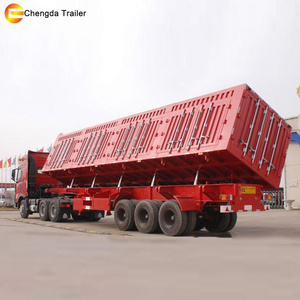 3 axles dumper aggregate side dump tipping trailers 45cbm tipper gooseneck grain dumping semi trailers for sale