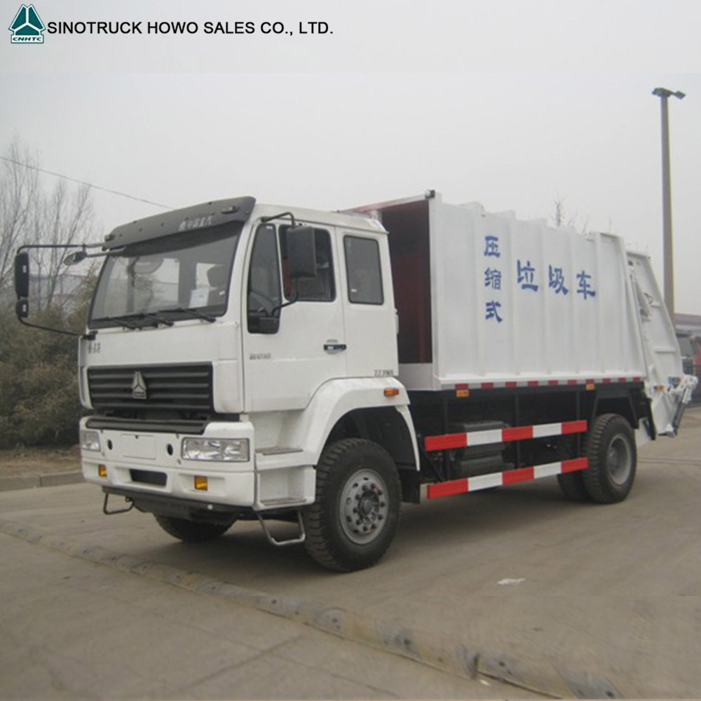 HOWO 4x2 Refuse Compactor Truck 12 cubic meters Compression Garbage Truck