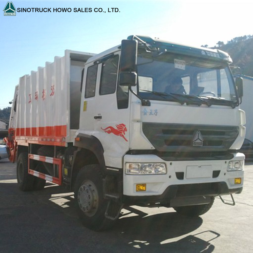 HOWO 4x2 Refuse Compactor Truck 12 cubic meters Compression Garbage Truck