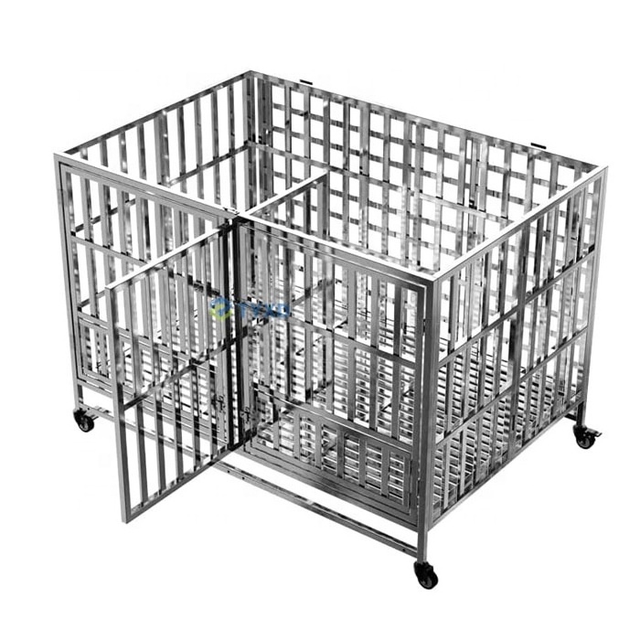 Foldable And Collapsible Stainless Steel Dog Cage Stackable Stainless Steel 304 Dog Kennel