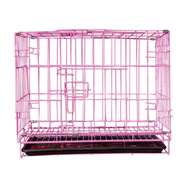 Large Pet Product Folding Metal Wire Single Dog Puppy Crate With ABS Plastic Tray