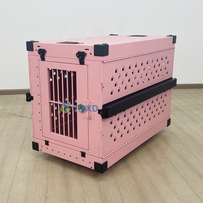 Pink Collapsible Aluminum Dog House Wholesale Professional Folding Dog Crate Foldable Travel Carrier