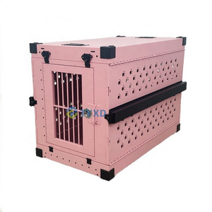 Pink Collapsible Aluminum Dog House Wholesale Professional Folding Dog Crate Foldable Travel Carrier