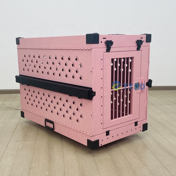 Pink Collapsible Aluminum Dog House Wholesale Professional Folding Dog Crate Foldable Travel Carrier