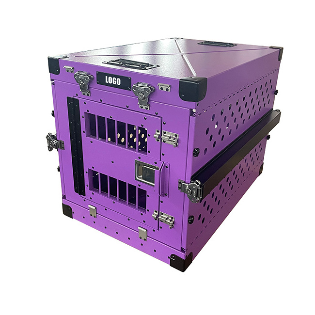 30 inch Purple Aluminum Collapsible Dog Box Folding Kennel Dog Crate