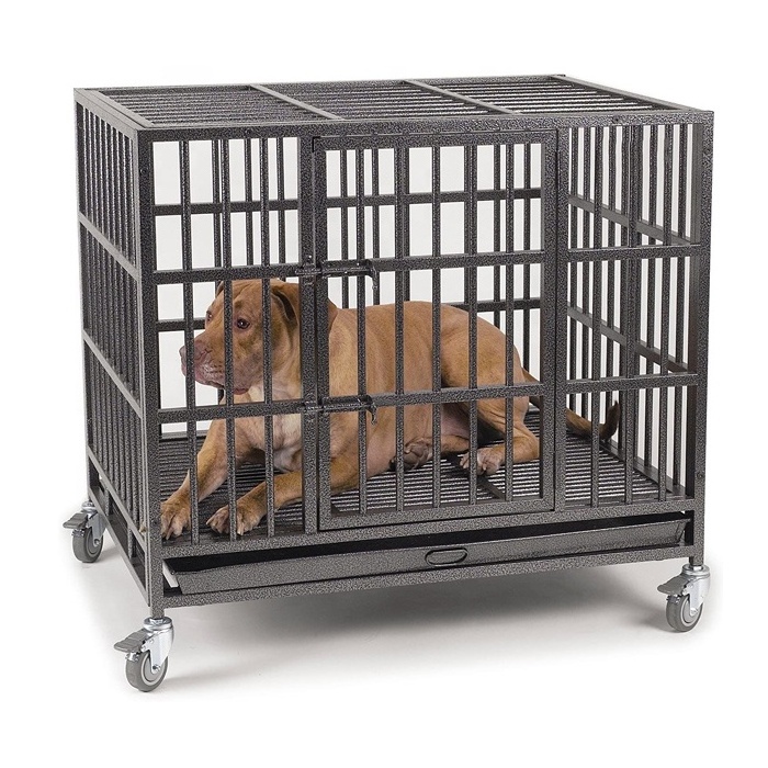 TYXD Large Escape Proof Toughest Powder Coated Stainless Steel Dog Cage Medium Metal Pet Kennel Cage With Wheels