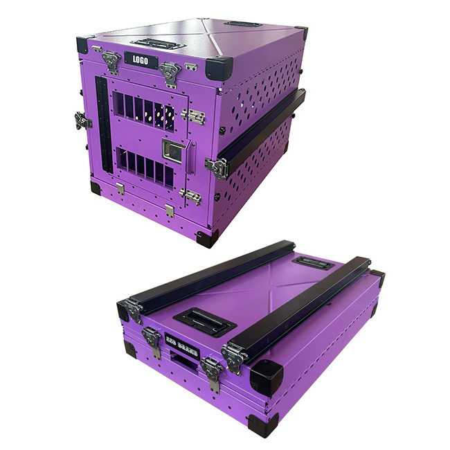 30 inch Purple Aluminum Collapsible Dog Box Folding Kennel Dog Crate