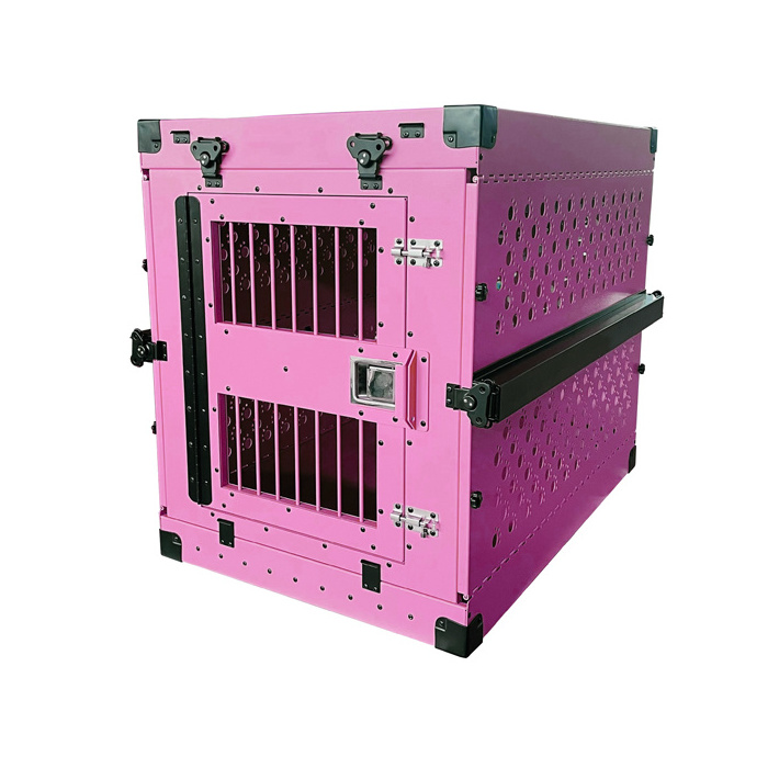 Pink Alu Collapsible Dog Storage Box Kennel Cage