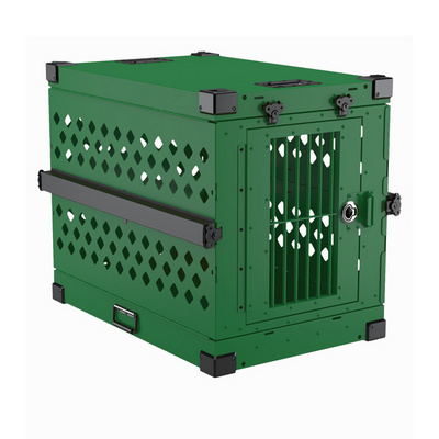 24 Inch Green Colour Small Aluminum Heavy Duty Collapsible Dog Crate Floding Dog Animal Cage