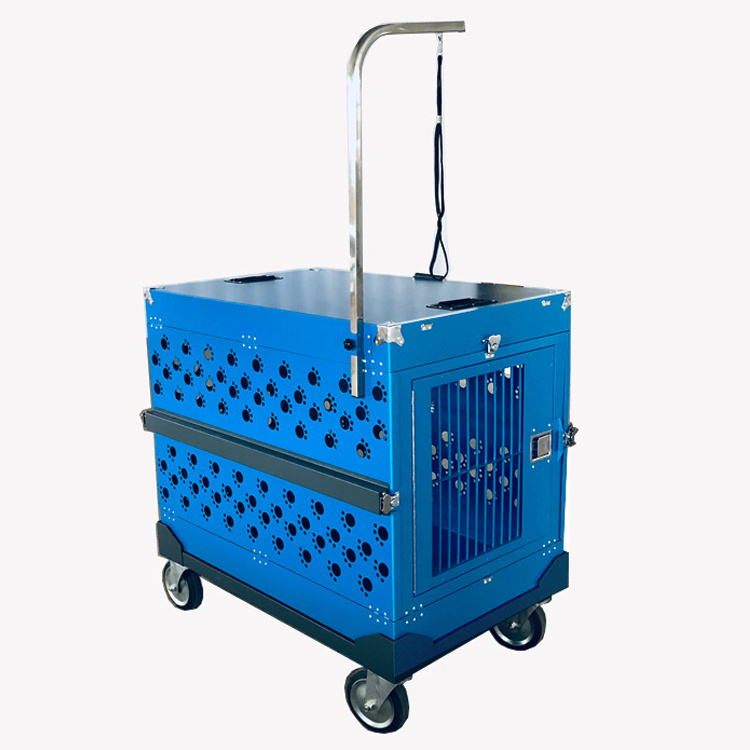 Aluminum Pet Dog Travel Crates Portable Collapsible Metal Cages Aluminum Pet Dog Travel Crates with Wheel and Grooming Top