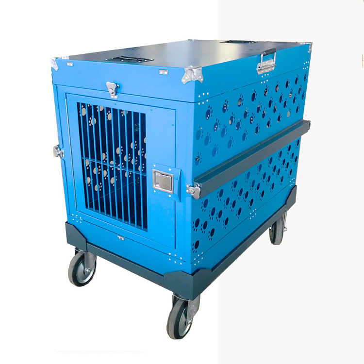 Aluminum Pet Dog Travel Crates Portable Collapsible Metal Cages Aluminum Pet Dog Travel Crates with Wheel and Grooming Top