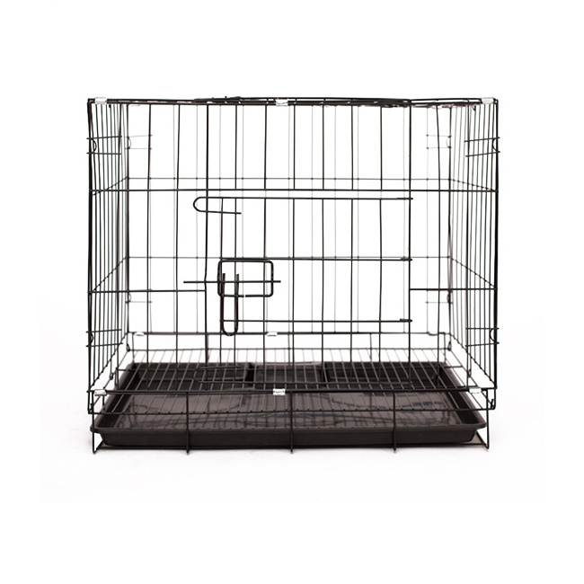 Large Pet Product Folding Metal Wire Single Dog Puppy Crate With ABS Plastic Tray