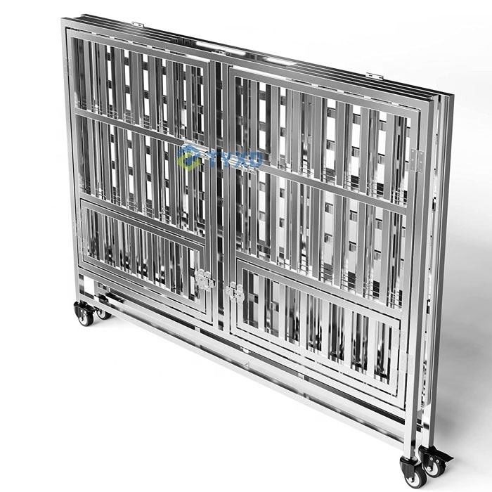 Foldable And Collapsible Stainless Steel Dog Cage Stackable Stainless Steel 304 Dog Kennel