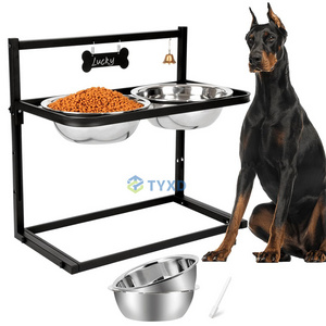 TYXD X Large Elevated Dog Feeder With Stainless Steel Bowl Height Adjustable Dog Feeding Stand