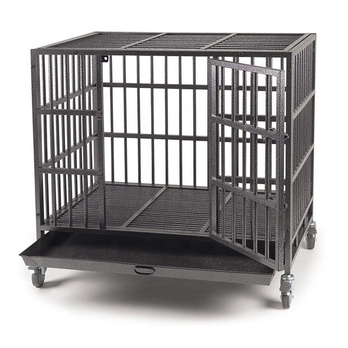 TYXD Large Escape Proof Toughest Powder Coated Stainless Steel Dog Cage Medium Metal Pet Kennel Cage With Wheels