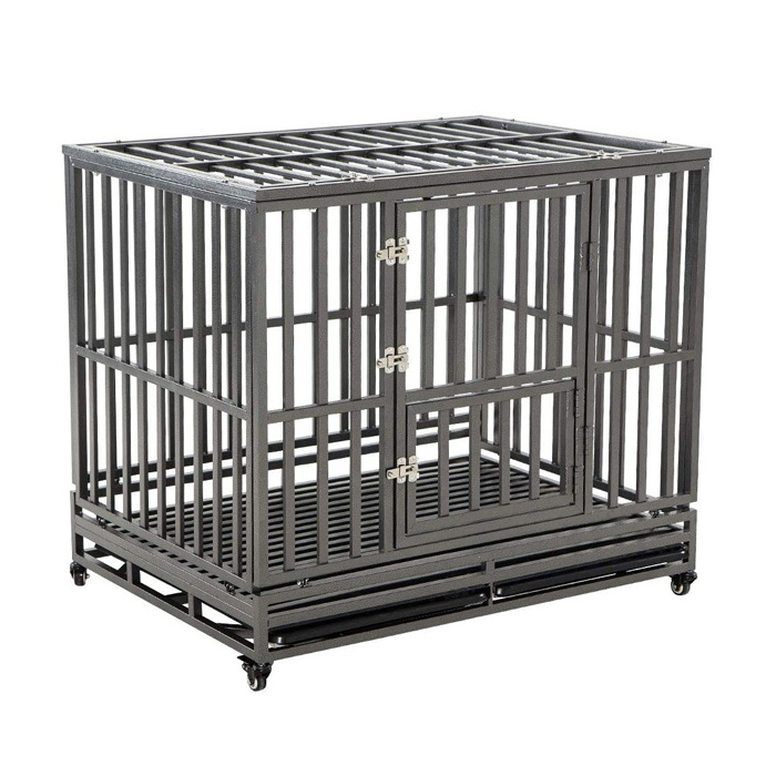 TYXD Heavy Duty Dog Cage Metal Kennel and Crate for Medium and Large Dogs, Pet Playpen with Four Wheels