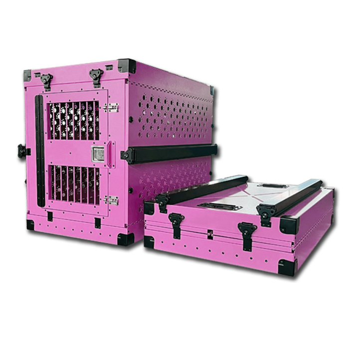 Pink Alu Collapsible Dog Storage Box Kennel Cage