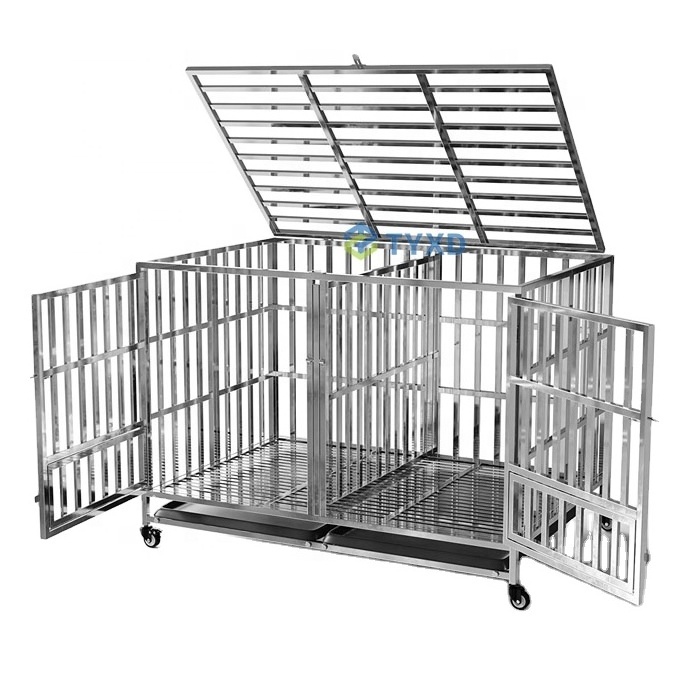 Foldable And Collapsible Stainless Steel Dog Cage Stackable Stainless Steel 304 Dog Kennel