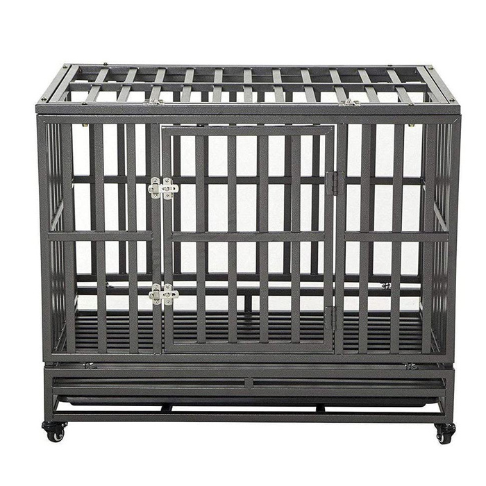 TYXD Heavy Duty Dog Cage Metal Kennel and Crate for Medium and Large Dogs, Pet Playpen with Four Wheels