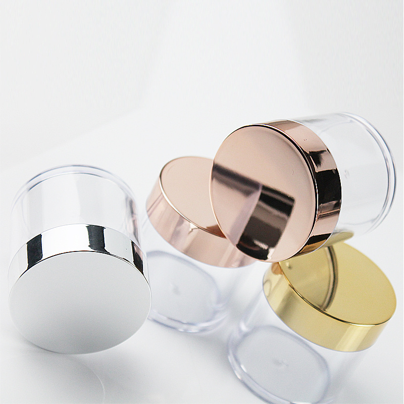 3g 5g 10g 15g 30g 50g 60g Luxury Clear Empty Loose Powder Jar Plastic Glitter Nail Powder Pot with Rose Gold Lid