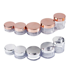 3g 5g 10g 15g 30g 50g 60g Luxury Clear Empty Loose Powder Jar Plastic Glitter Nail Powder Pot with Rose Gold Lid