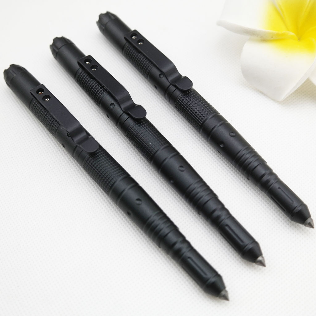 Cool Black EDC Survival Tactical Self-Defense Pen LED Tactical Flashlight Window Glass Broken Breaker Multi-Tool Tactical Pen