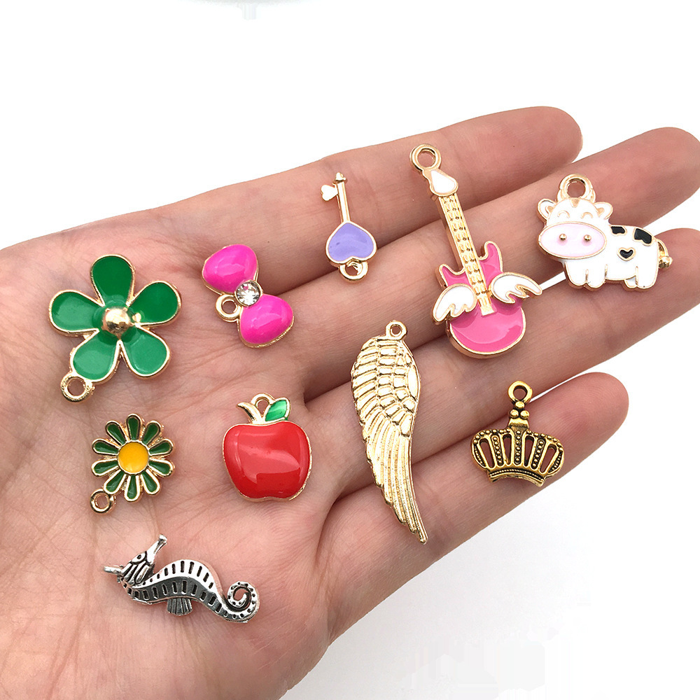 Wholesale Bulk Assorted Gold-Plated Enamel Charms DIY Charm Pendant for Earrings Necklace Bracelet Jewelry Making Crafting