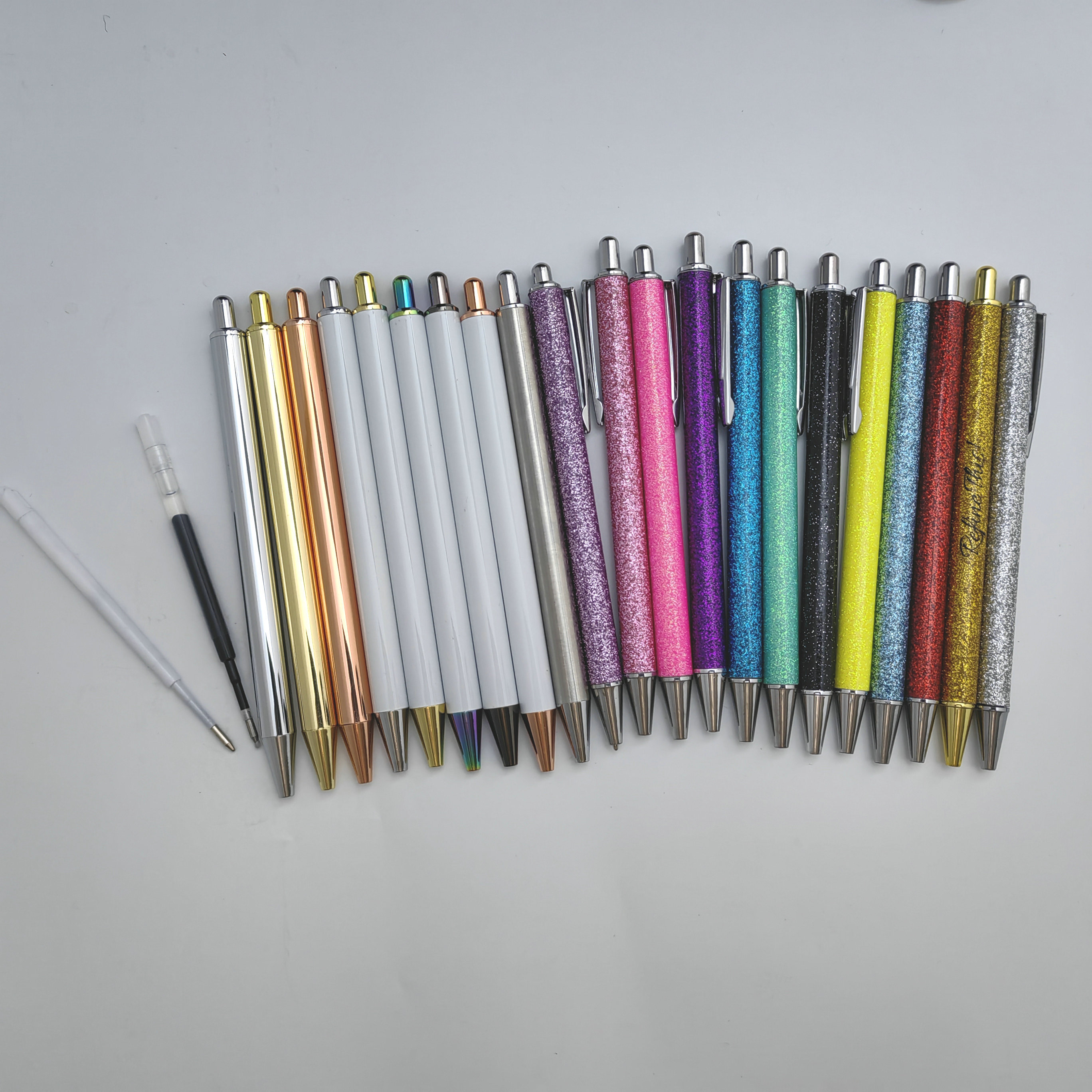 Push Retractable Click stainless steel pen Customized Wedding gift diy personalized White Gel Pen